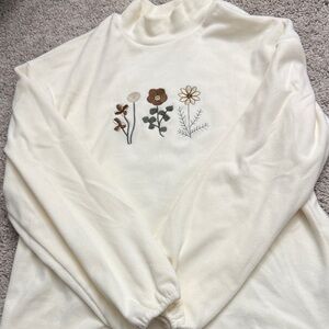 Cream Sweater with Floral Embroidery